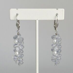 Grape Cluster Dangly Pierced Earrings Clear